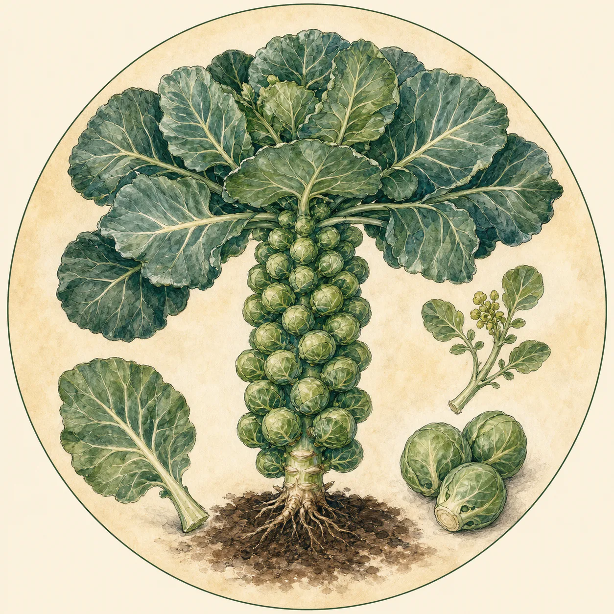 Brussels sprouts crop illustration