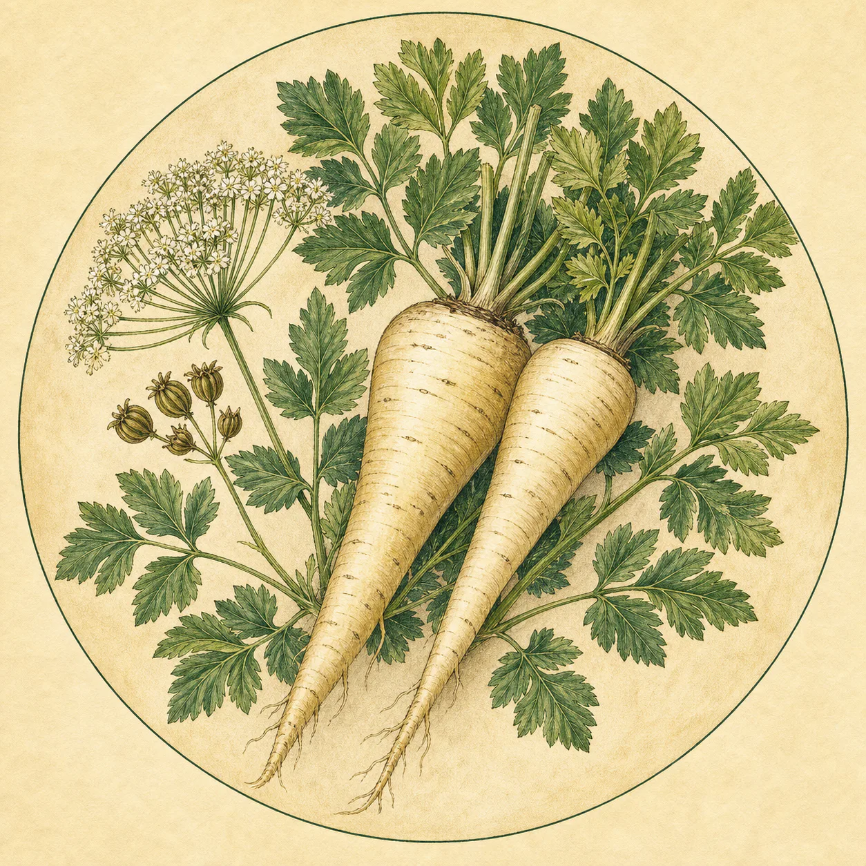 Parsnips crop illustration
