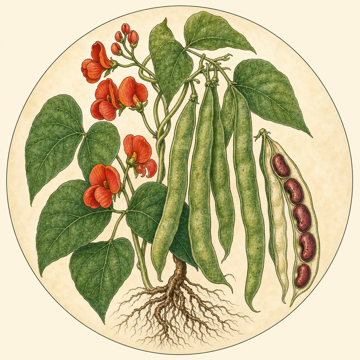 Runner beans crop illustration