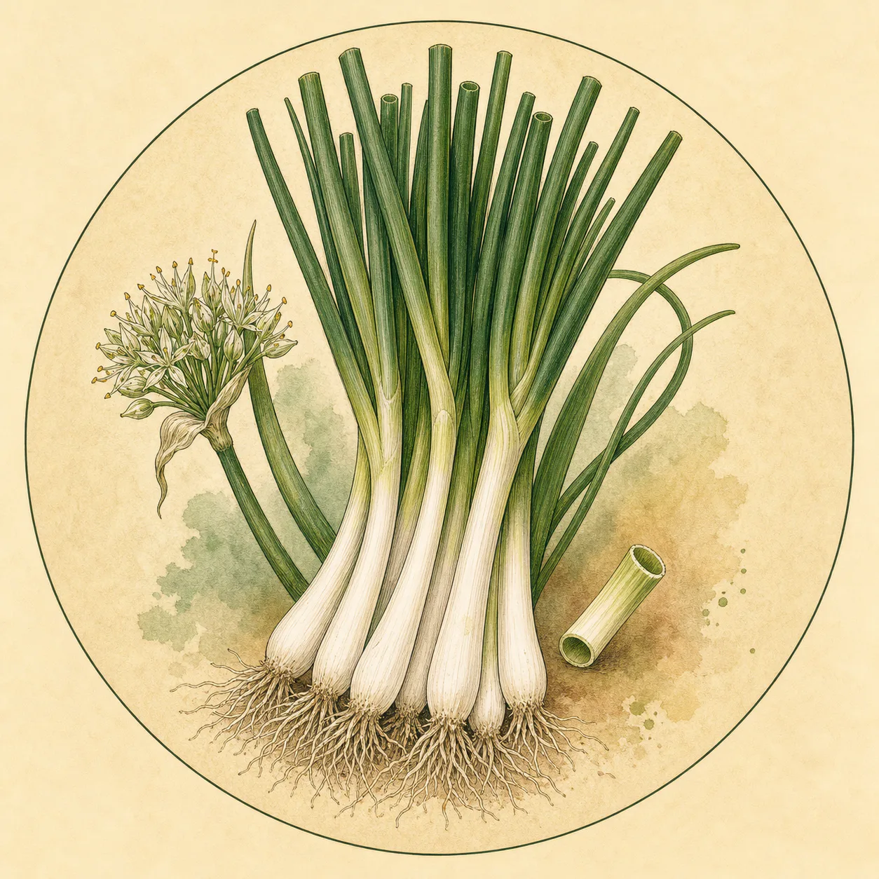 Salad onions crop illustration