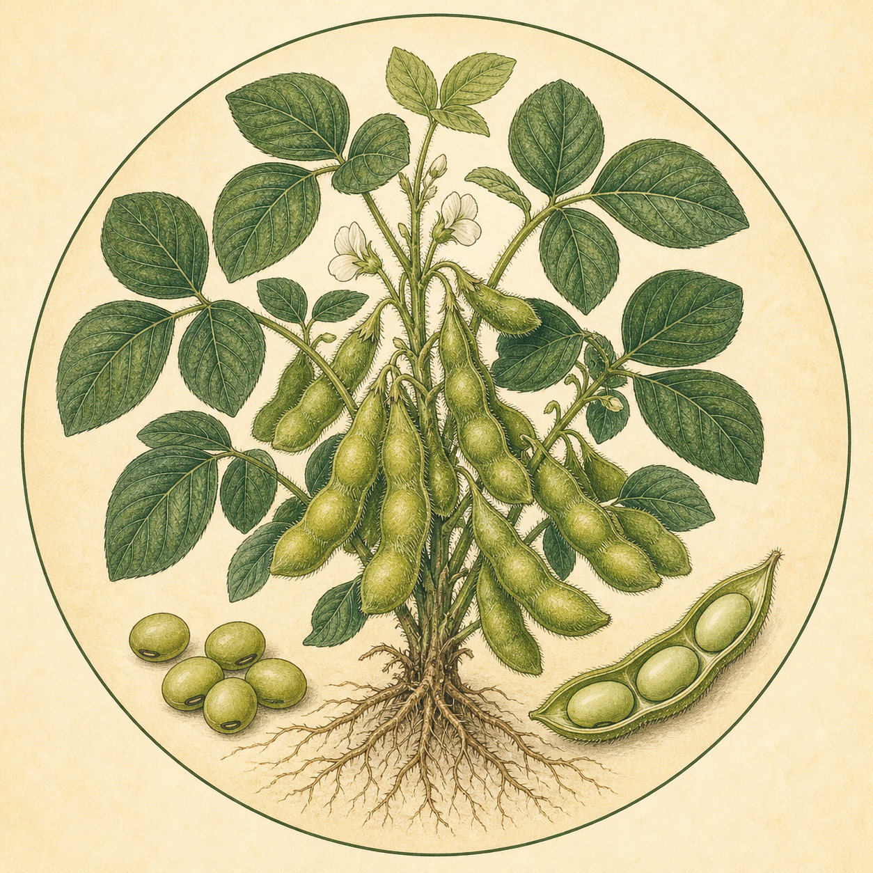 Soya beans crop illustration
