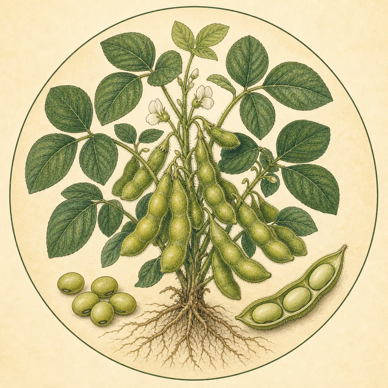 Soya beans crop illustration