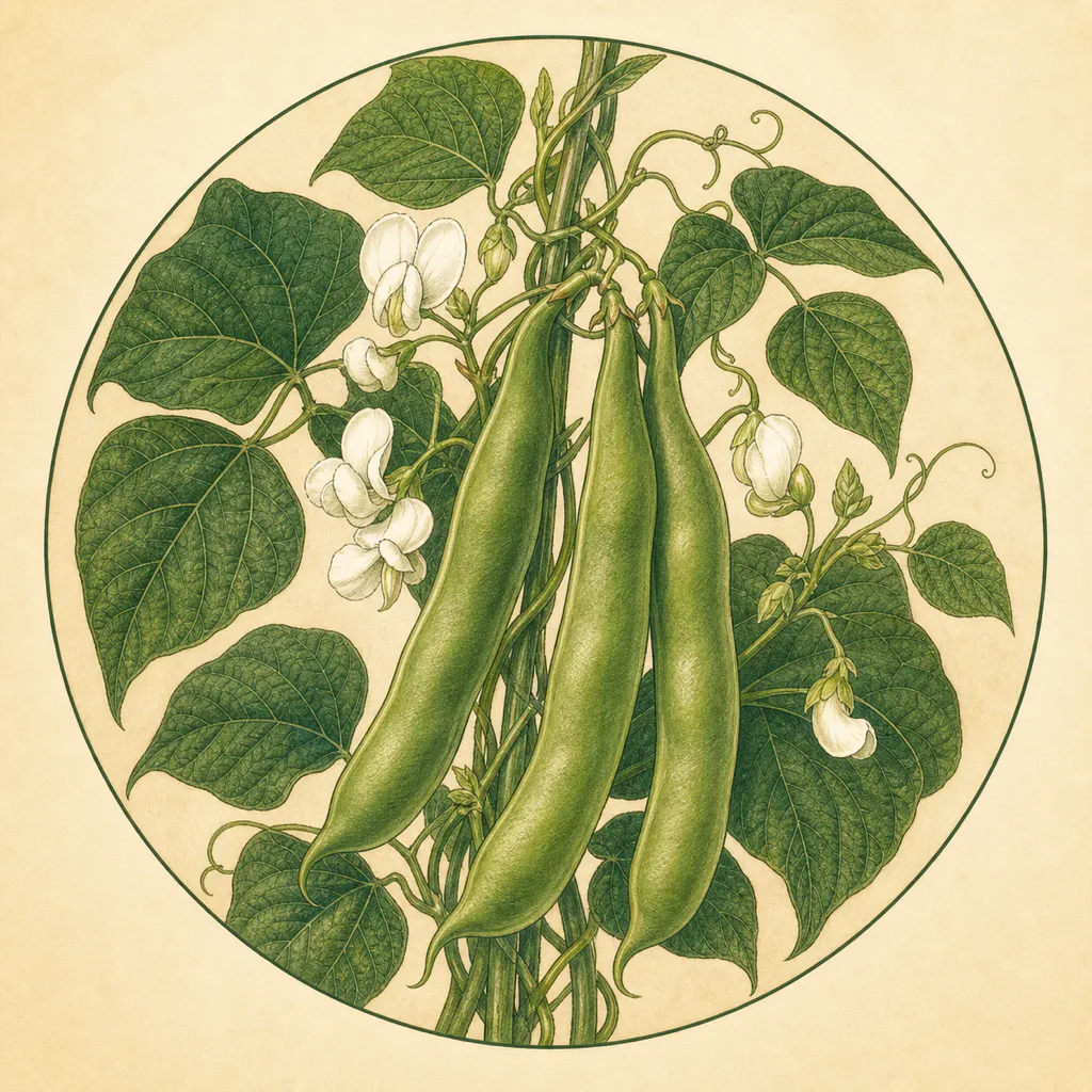 Runner bean White Lady illustration