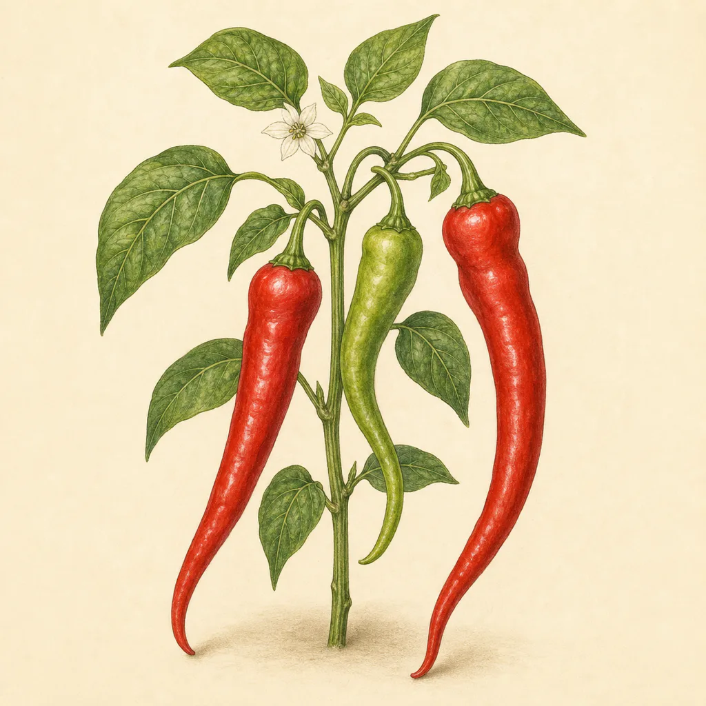 Sweet pepper Corno di Toro Rosso illustration