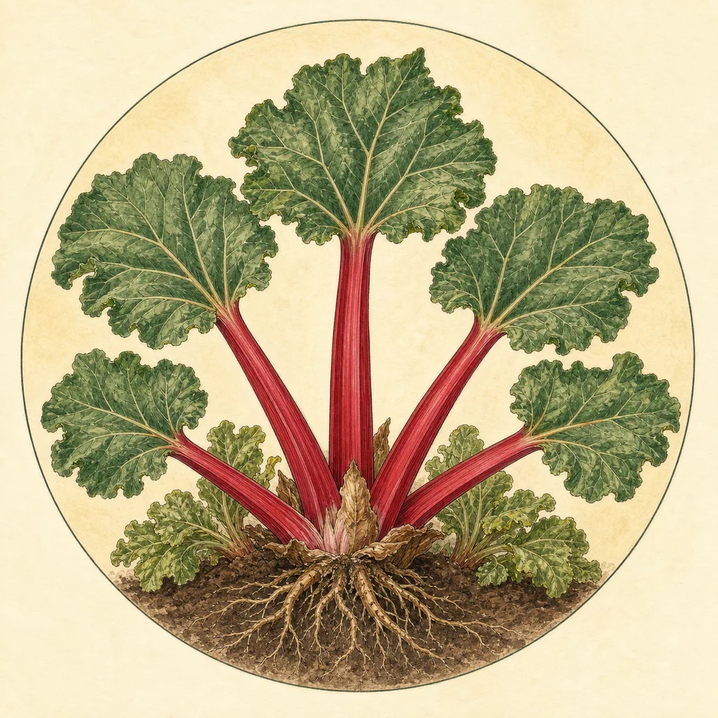Rhubarb Raspberry Red illustration
