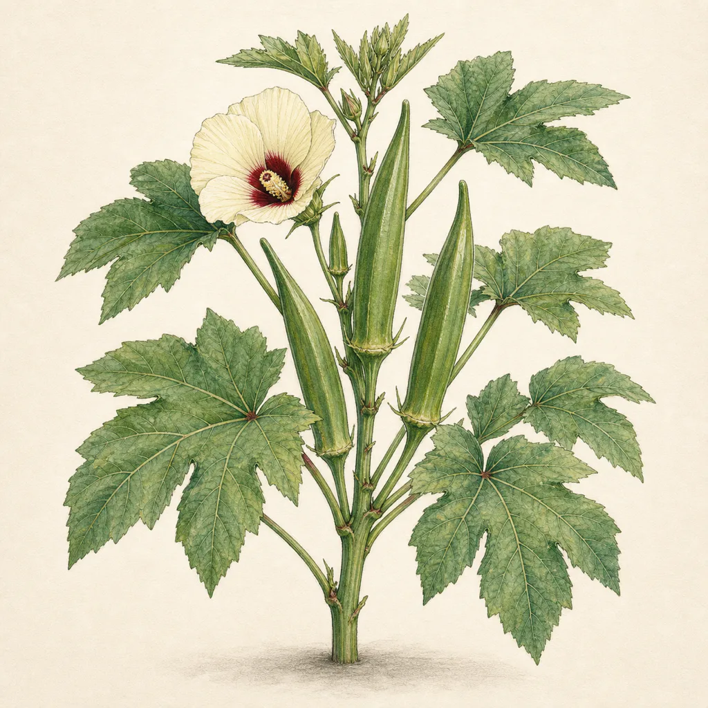 Okra Clemson Spineless illustration